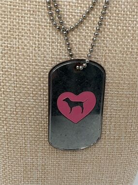 RARE Vintage 2000s Victoria's Secret PINK VIP Dog Tag Necklace LOVE PINK Y2K